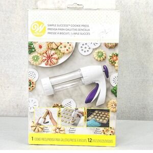 Wilton‎ Simple Success Cookie Press White Purple 12 Discs Trigger Handle